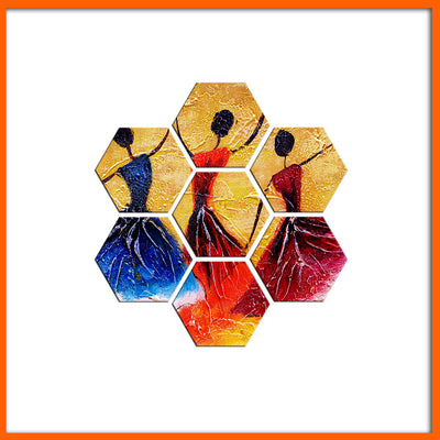 Dancing Doll Modern Art Hexagonal Canvas Wall Painting