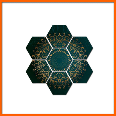Creative Mandala Hexagonal Canvas Wall Painting - 7pcs