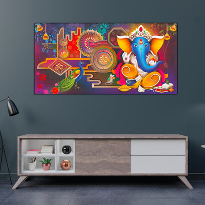 Artistic Ganesha Canvas Wall Painting by DecorGlance