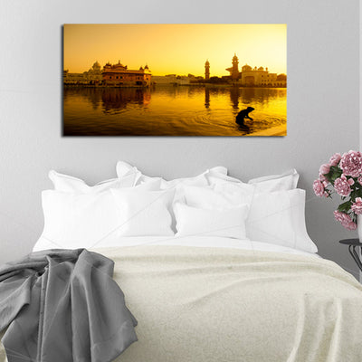 Golden View of Golden Temple Canvas Wall Painting