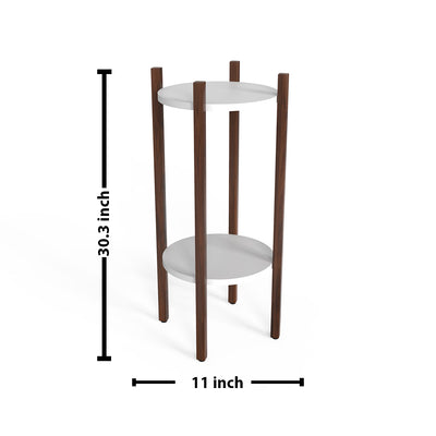 Dark Wooden Finish Round Decker Planter Stand