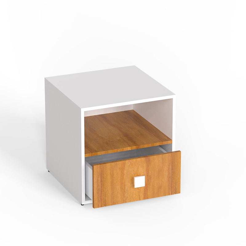 Dimora Bed Side Table in oak and White Finish