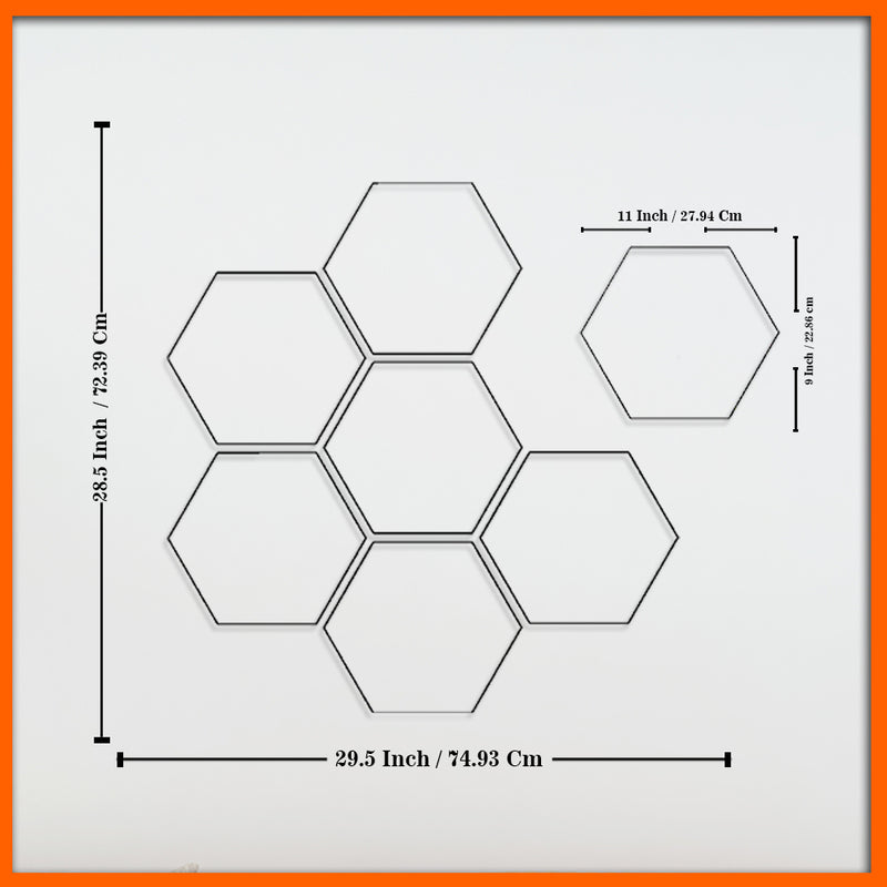 Multi Type Illustration Hexagonal Canvas Wall Painting - 7pcs
