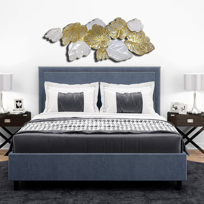 Golden And White Leaf Design Large Metal Wall Art