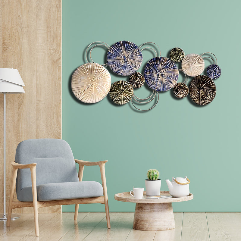 Blue, golden and Black Large Metal Wall Art