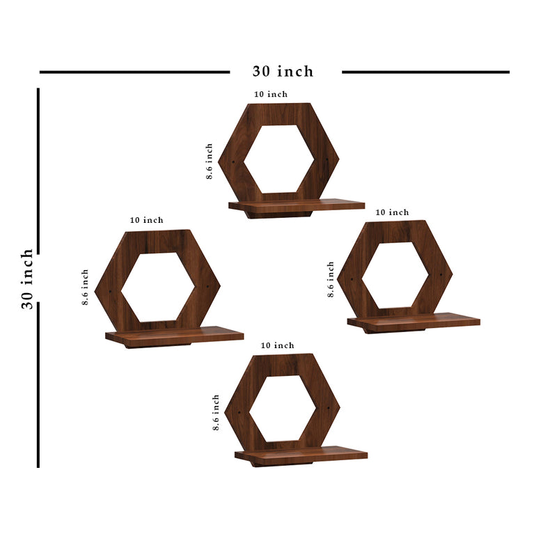 DECORGLANCE Hexagon shaped Walnut Wooden Hanging Planter