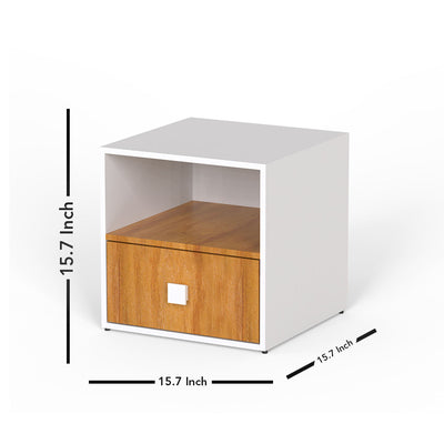 Dimora Bed Side Table in oak and White Finish