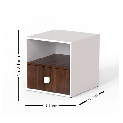 Dimora Bed Side Table in walnut and White