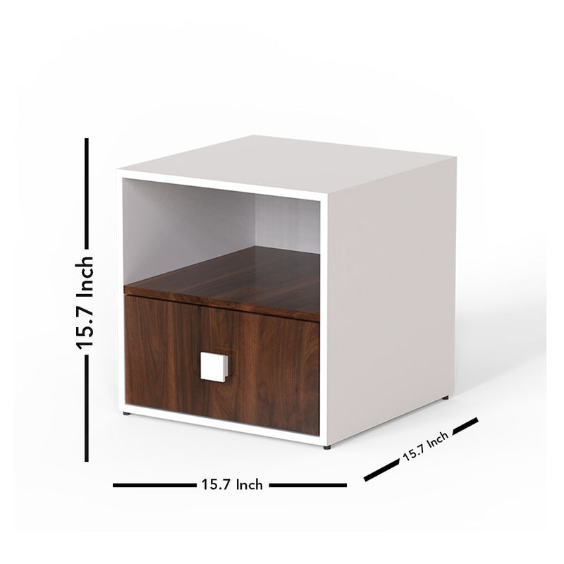 Dimora Bed Side Table in walnut and White