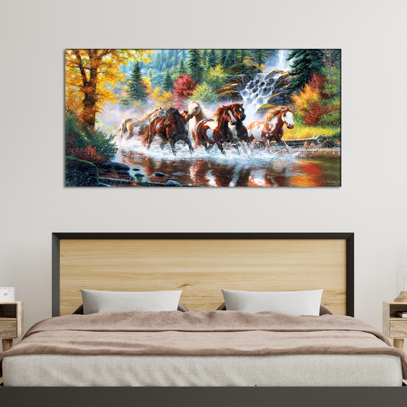 Eight Running Horses Wall Canvas Painting