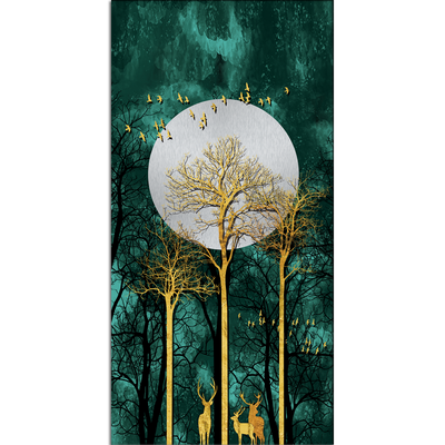 buy Moon and Flying Birds Canvas Wall Painting at Decorglance