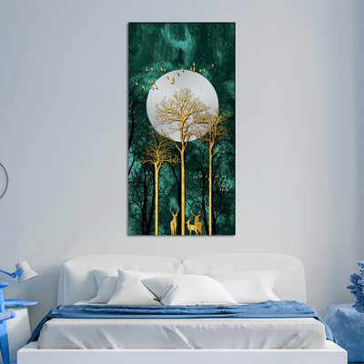 buy Moon and Flying Birds Canvas Wall Painting at Decorglance