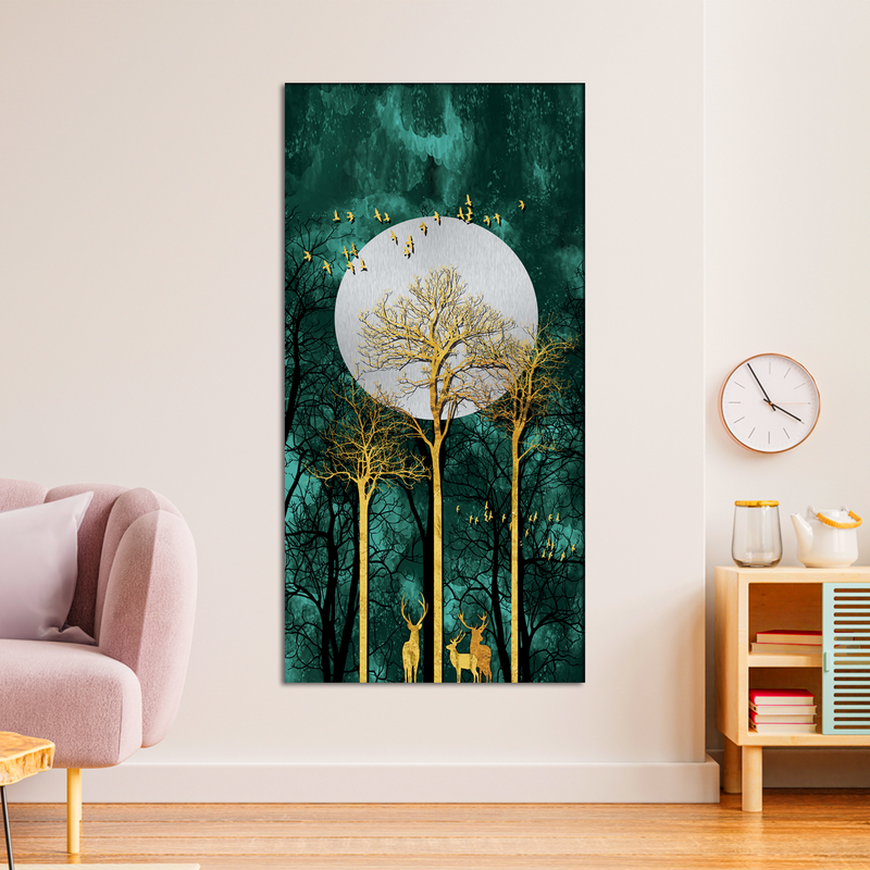 buy Moon and Flying Birds Canvas Wall Painting at Decorglance