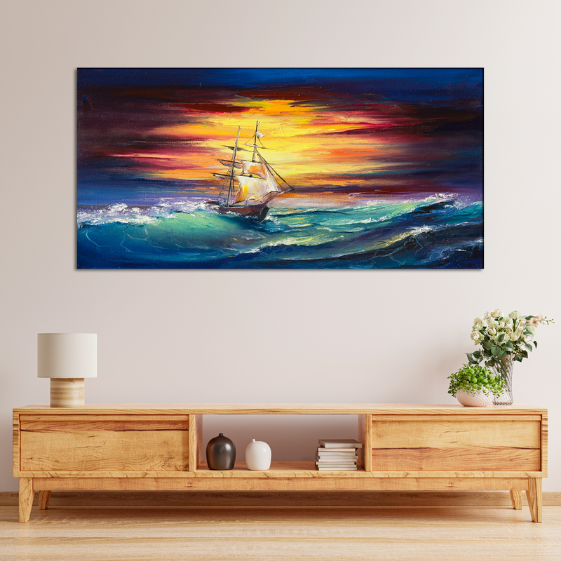 Boat Abstract Art Canvas Wall Painting