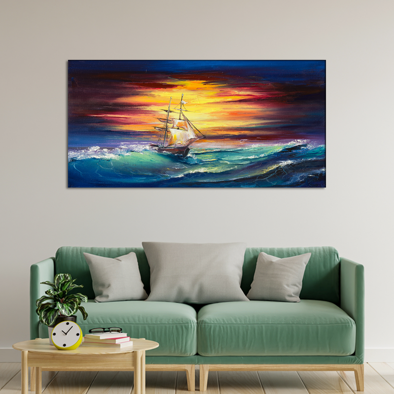 Boat Abstract Art Canvas Wall Painting