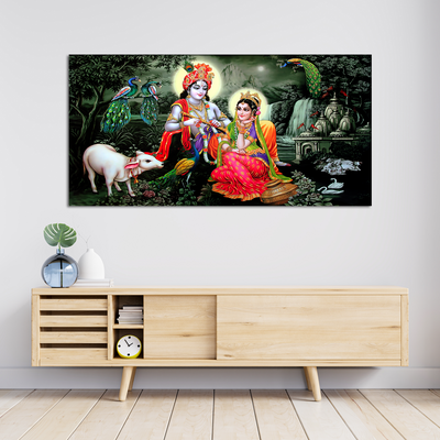 Lord Radha Krishna With Nature Canvas Wall Painting