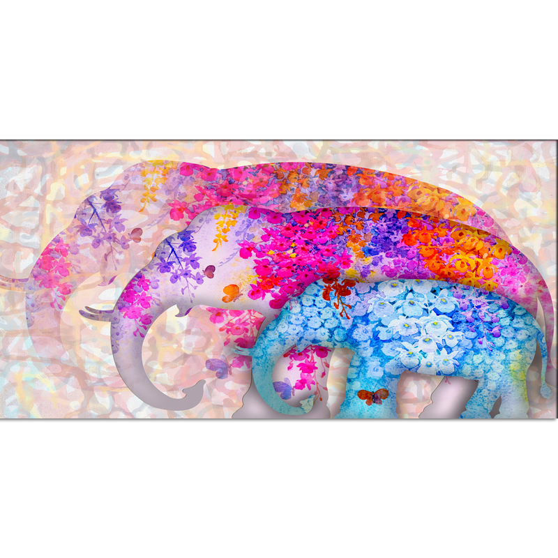 Colourful Elephant Abstract Canvas Wall Painting