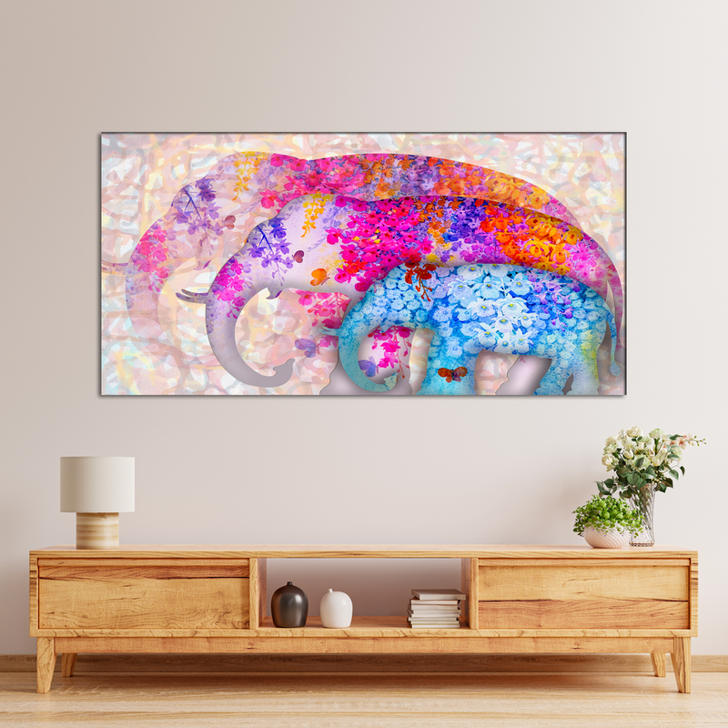 Colourful Elephant Abstract Canvas Wall Painting