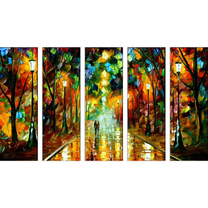 Beautiful Romantic Couple Abstract Canvas Wall Painting- With 5 Frames