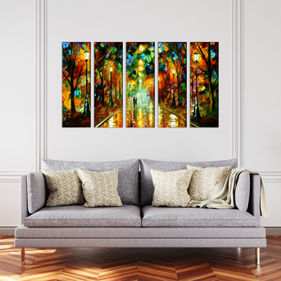 Beautiful Romantic Couple Abstract Canvas Wall Painting- With 5 Frames