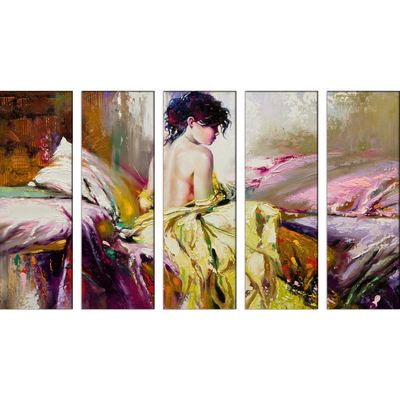 Artistic Abstract Art Canvas Wall Painting- With 5 Frames
