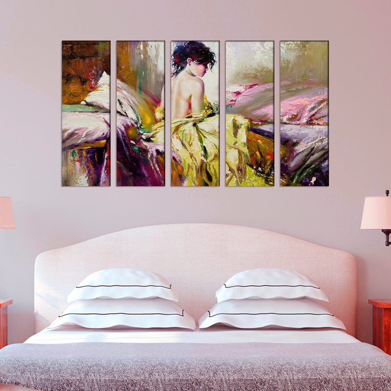 Artistic Abstract Art Canvas Wall Painting- With 5 Frames