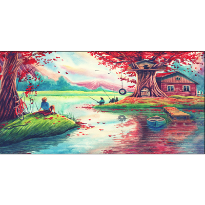 Oil Painting Village Scenery Canvas Wall Painting