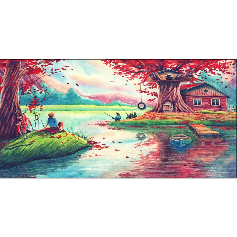 Oil Painting Village Scenery Canvas Wall Painting