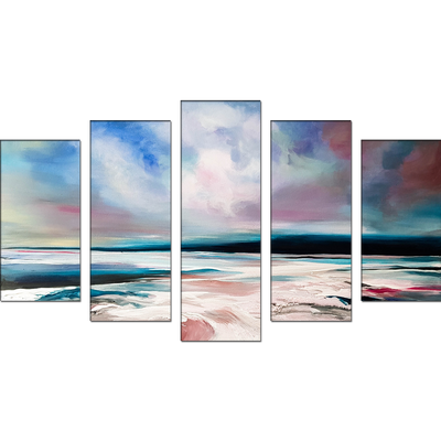 Cloud Abstract Art Canvas Wall Painting- With 5 Frames