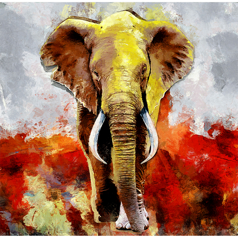 Elephant Painting Digitally Printed Wallpaper
