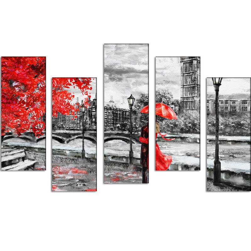 Couple Art Canvas Wall Painting- With 5 Frames