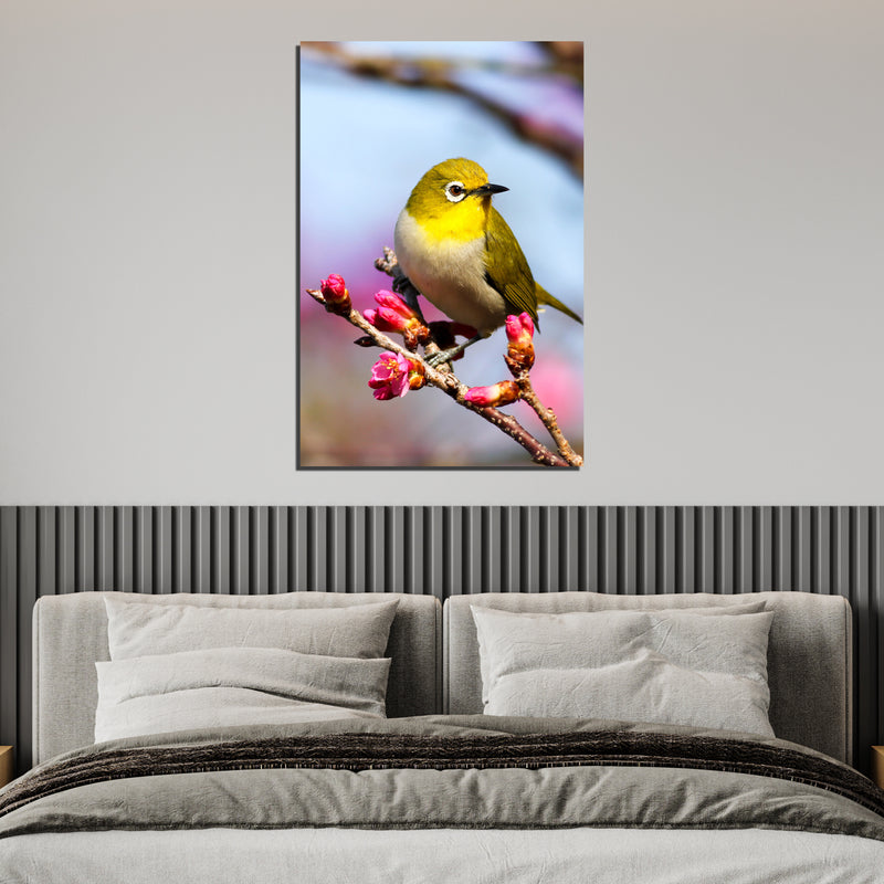 Bird On Sakura Tree Canvas Wall Painting