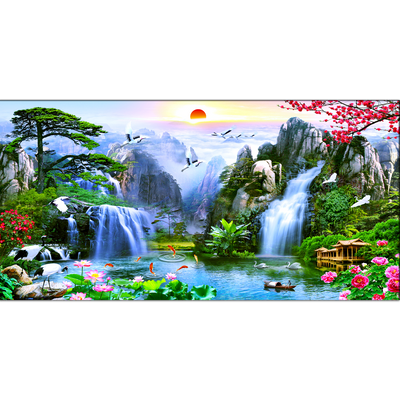 Mountain Waterfall Scenery Canvas Wall Painting
