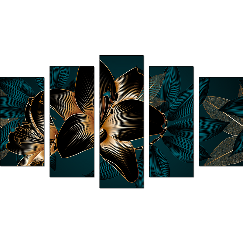 Lillie Line Art Canvas Wall Painting- With 5 Frames