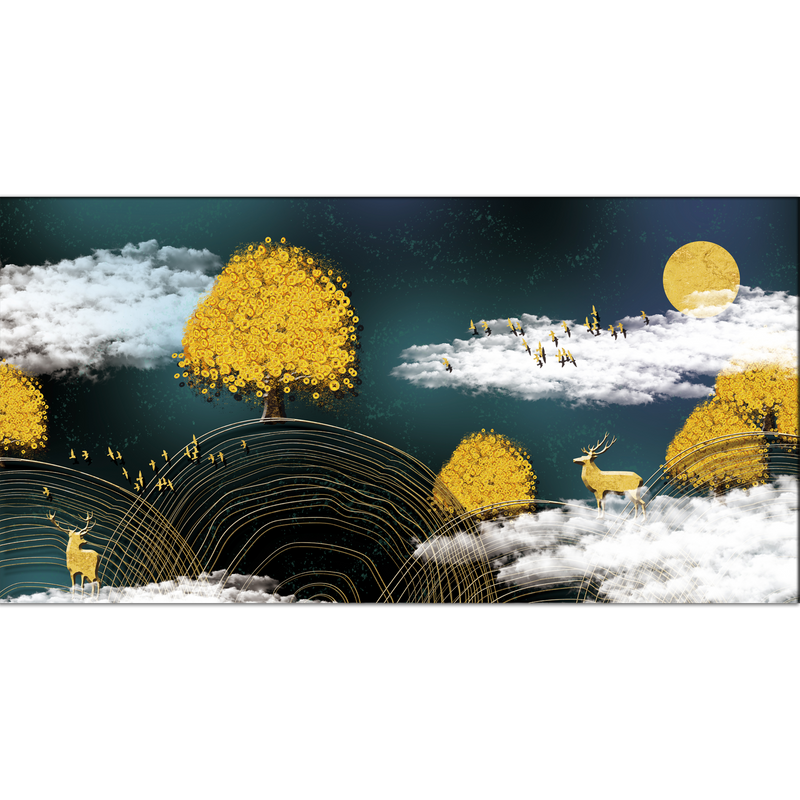 Beautiful Yellow And White Abstract Canvas Wall Painting