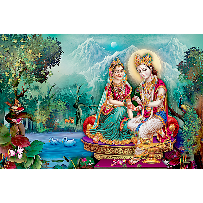 Beautiful Radha Krishna Digitally Printed Wallpaper