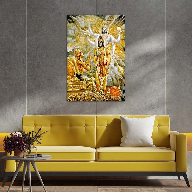 Krishna And Arjun Print On Canvas Wall Painting