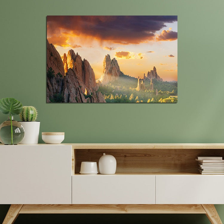 Beautiful Mountain Sunshine Print On Canvas Wall Painting