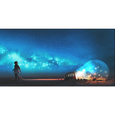 Boy Pulled The Big Bulb Canvas Wall Painting