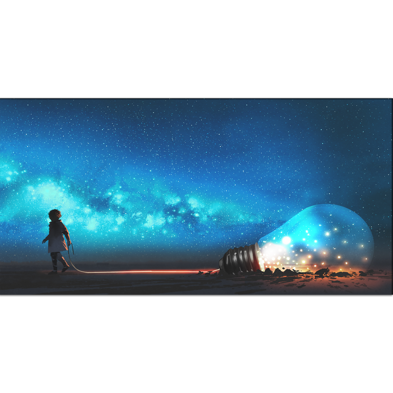 Boy Pulled The Big Bulb Canvas Wall Painting