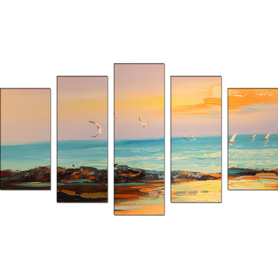 Abstract Color Beautiful Scenery Canvas Wall Painting- With 5 Frames