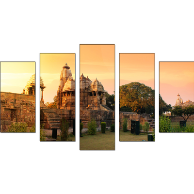 Khajuraho Temple Canvas Wall Painting- With 5 Frames