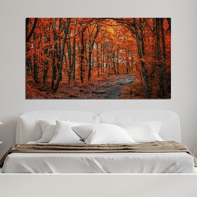 Beautiful Forest View In Autumn Canvas Wall Painting