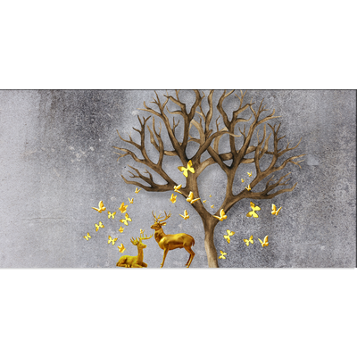 Deer With Beautiful Butterfly Canvas Wall Painting