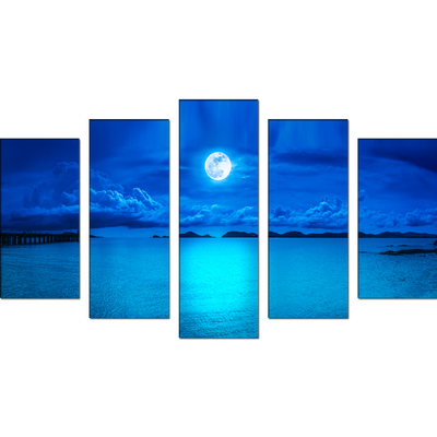 Blue Heaven In Earth Canvas Wall Painting- With 5 Frames