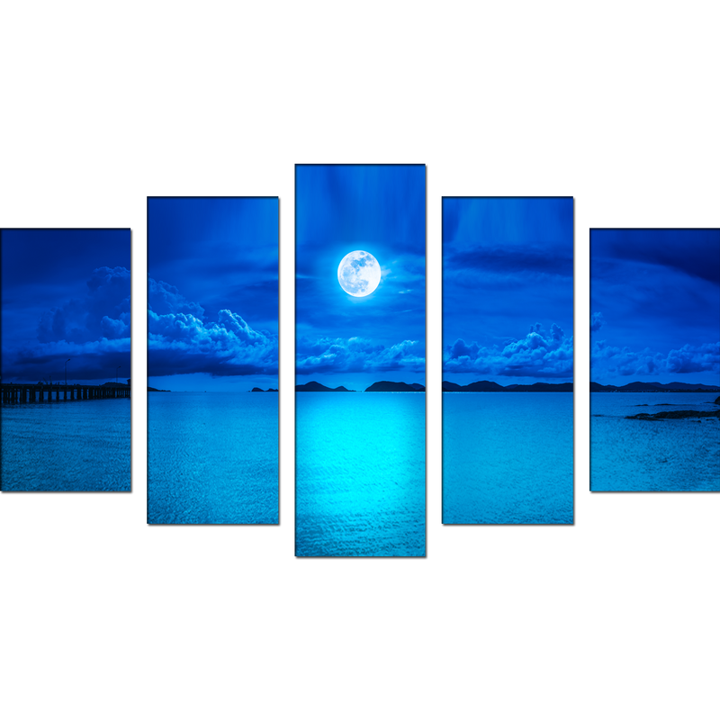 Blue Heaven In Earth Canvas Wall Painting- With 5 Frames