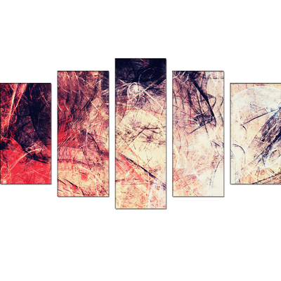 Minimalist Abstract Art Canvas Wall Painting- With 5 Frames