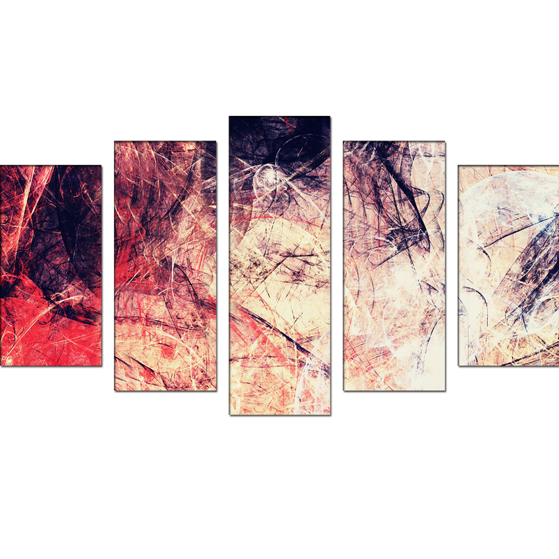Minimalist Abstract Art Canvas Wall Painting- With 5 Frames