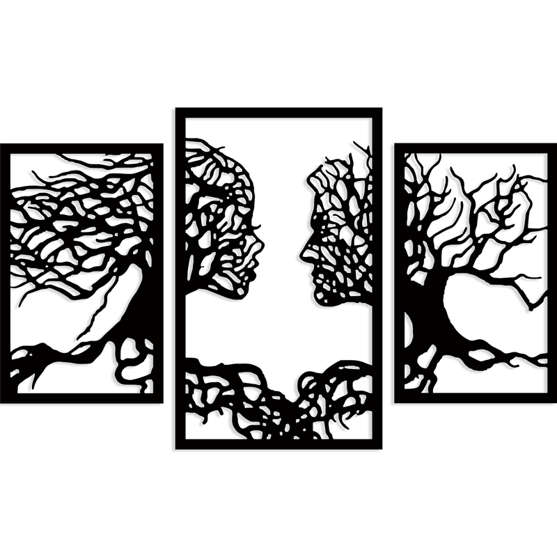 Beautiful Human Face Black color Tree Design Wooden Wall Hanging