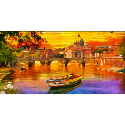 Abstract Lake Scenery Canvas Wall Painting